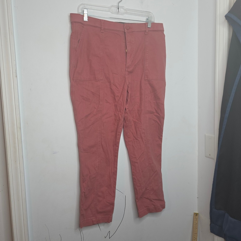 Lee Womens High Rise Straight Leg Pants Clay Pink Cotton Stretch Size 14M